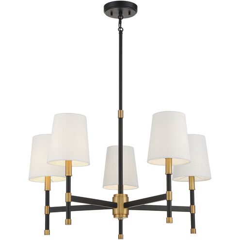 Brody 5 Light 28 inch Black with Warm Brass Accents Chandelier Ceiling Light, Essentials