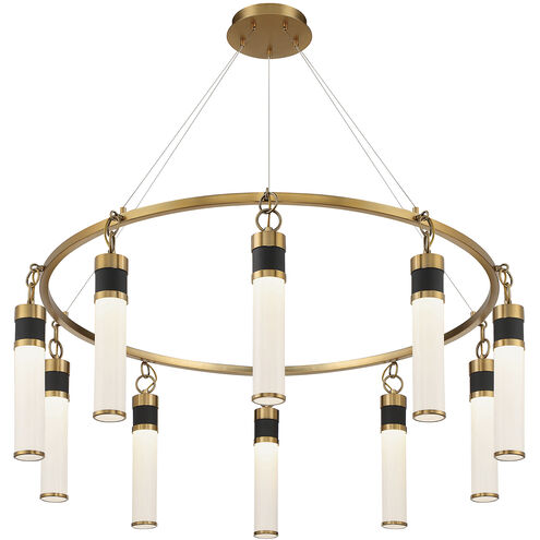 Abel LED 45 inch Matte Black with Warm Brass Accents Chandelier Ceiling Light