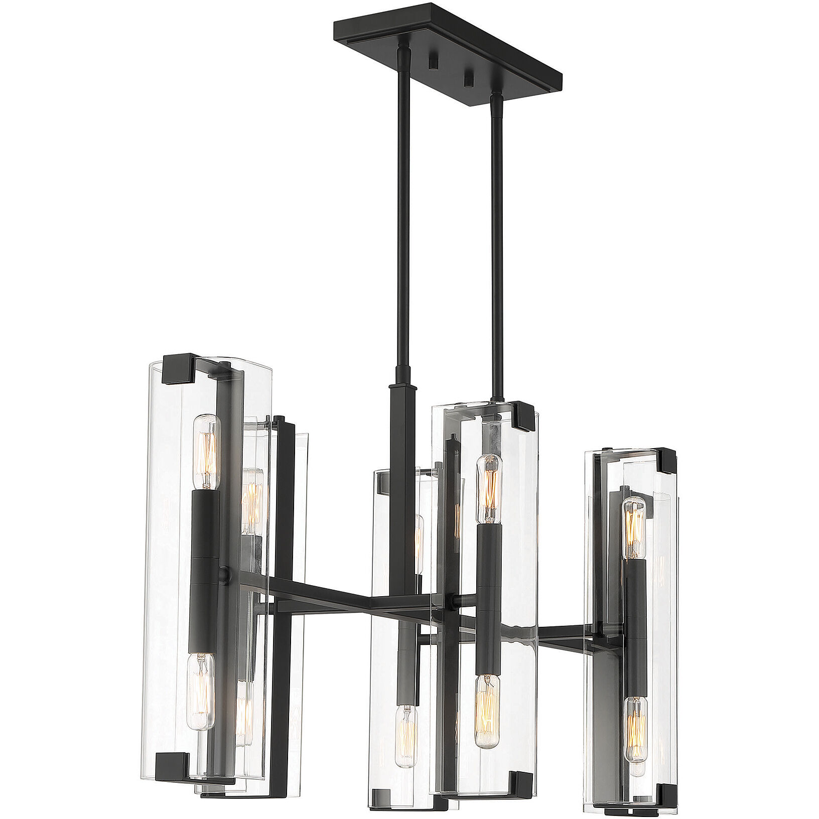 Winfield 12 Light 38 inch Matte Black Linear Chandelier Ceiling Light, Essentials