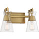 Lakewood 2 Light 16 inch Warm Brass Bathroom Vanity Light Wall Light, Essentials