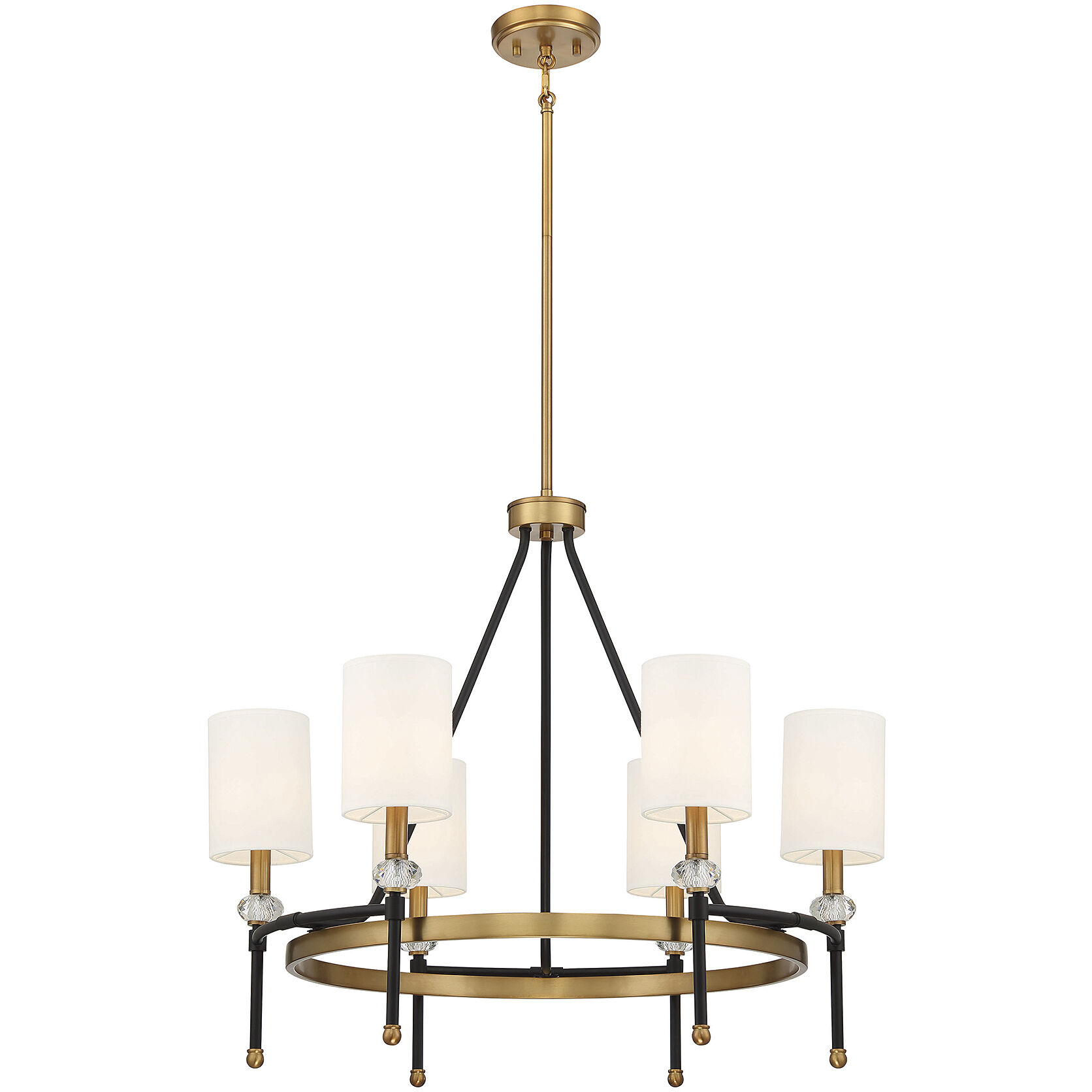 Tivoli 6 Light 28 inch Black with Warm Brass Accents Chandelier Ceiling Light