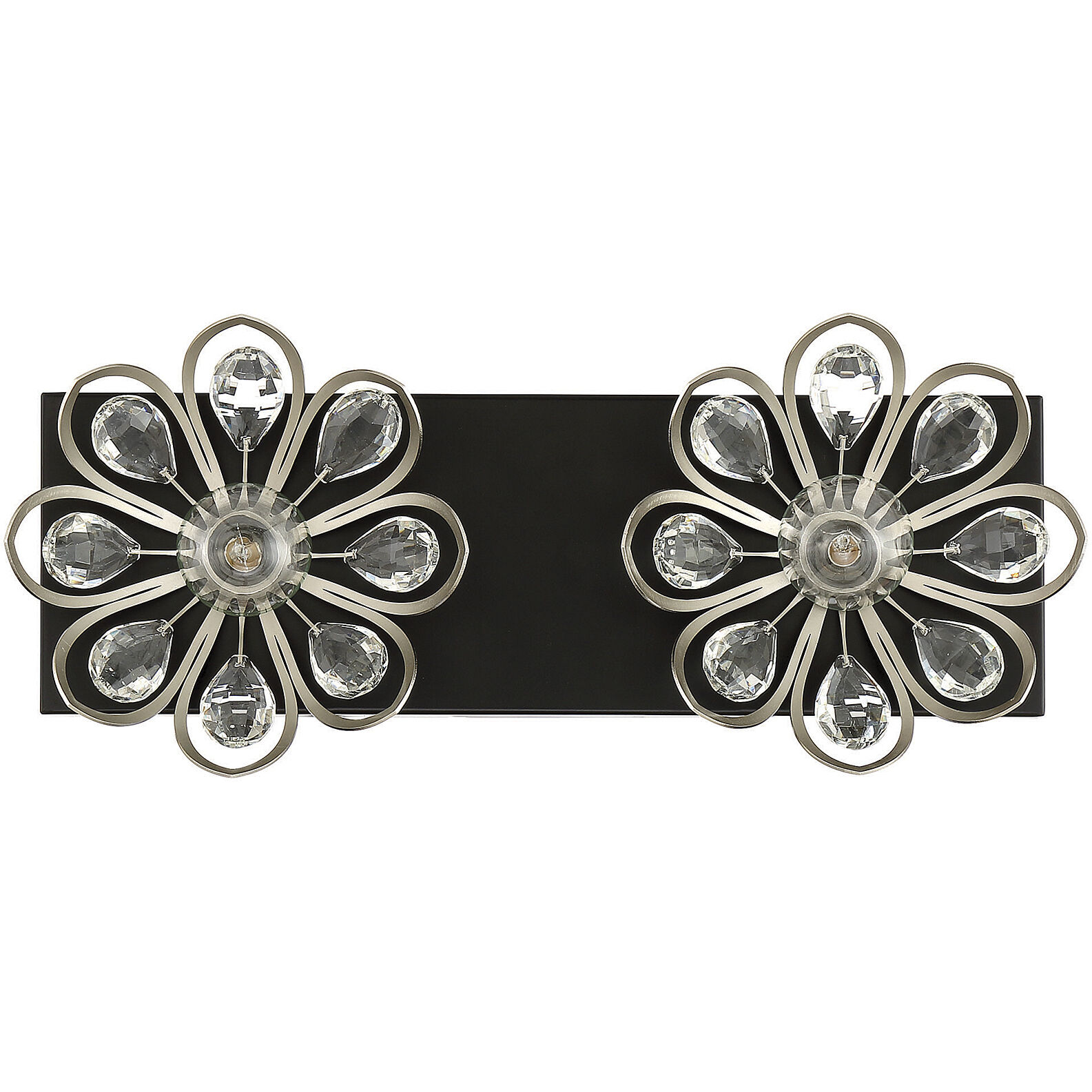 Poppy 2 Light 15 inch Matte Black with Satin Nickel Bathroom Vanity Light Wall Light in Matte Black/Satin Nickel