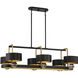 Chambord 6 Light 41.25 inch Vintage Black with Warm Brass Accents Linear Chandelier Ceiling Light, Lighting One