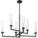 Folsom 6 Light 34 inch Matte Black with Polished Chrome Accents Linear Chandelier Ceiling Light, Adjustable