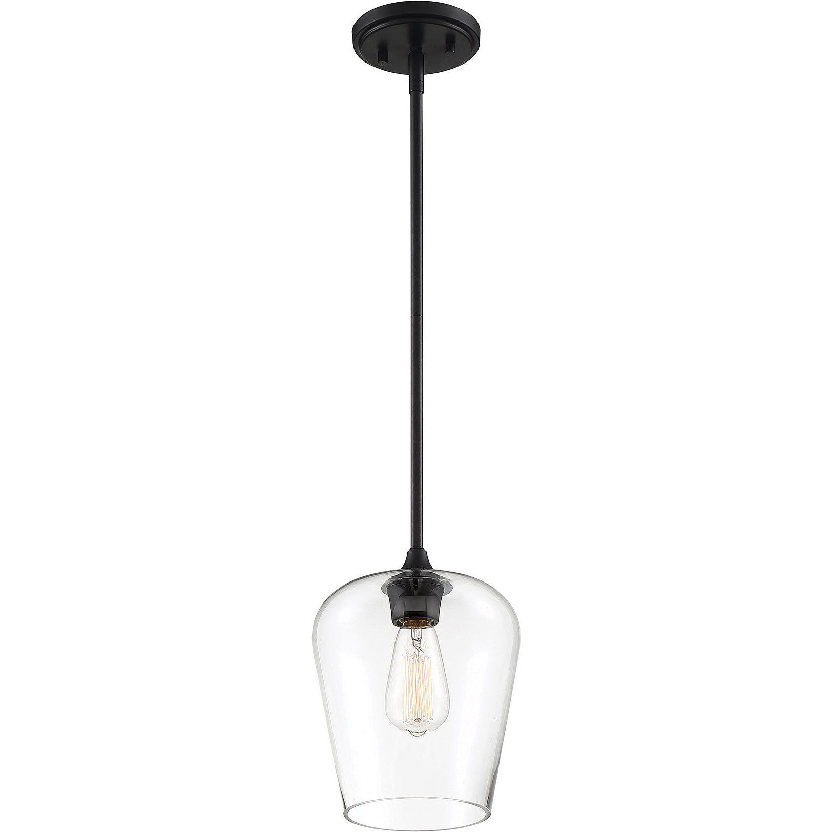 Octave 1 Light 8 inch Black Pendant Ceiling Light, Essentials