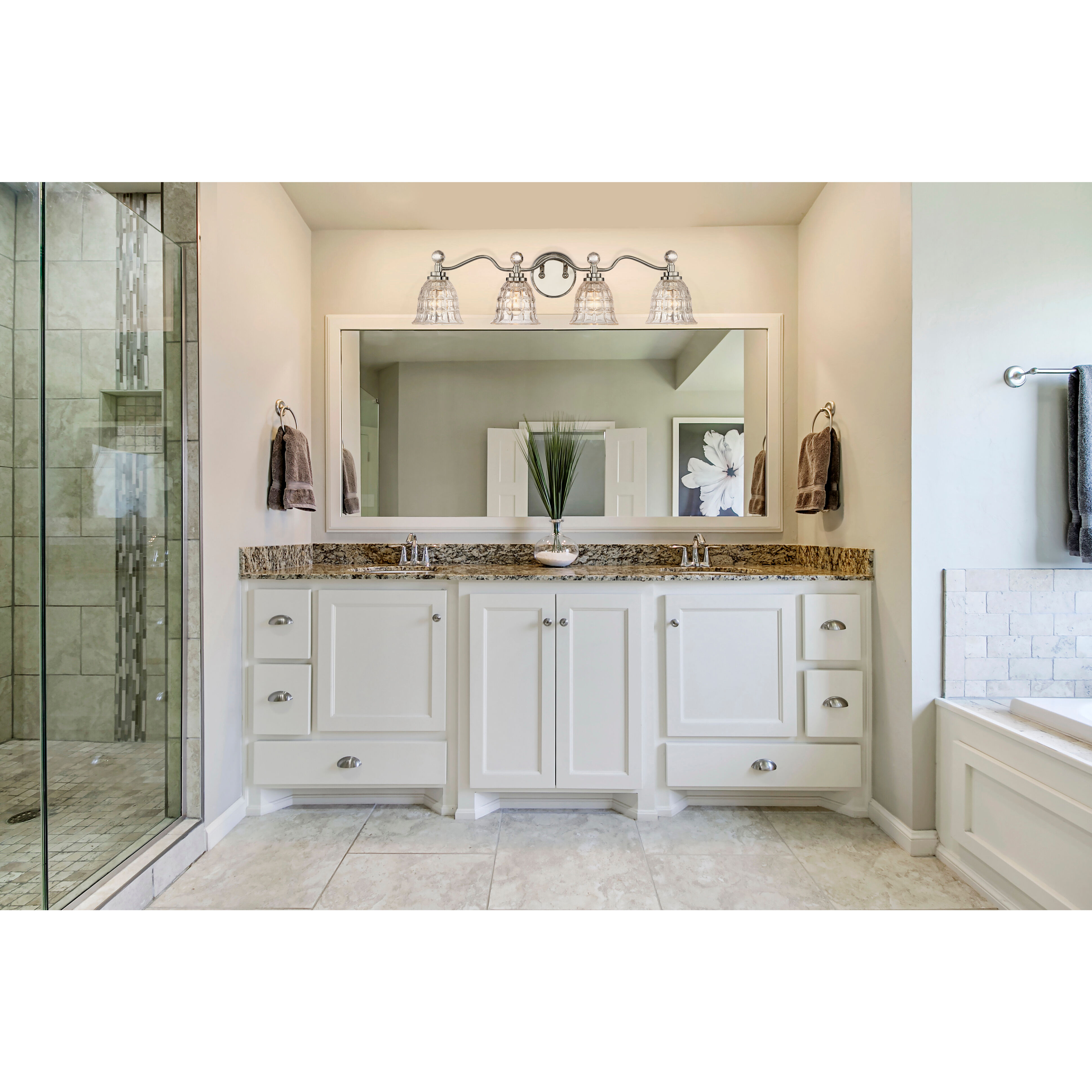 Birone 4 Light 33 inch Polished Nickel Bathroom Vanity Light Wall Light