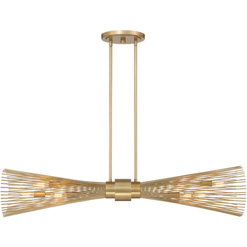 Longfellow 6 Light 42 inch Burnished Brass Linear Chandelier Ceiling Light