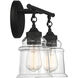 Fuller 2 Light 15 inch Matte Black Bathroom Vanity Light Wall Light, Lighting One