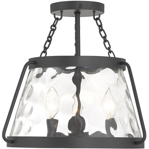 Crawford 3 Light 15 inch Matte Black Semi-Flush Ceiling Light