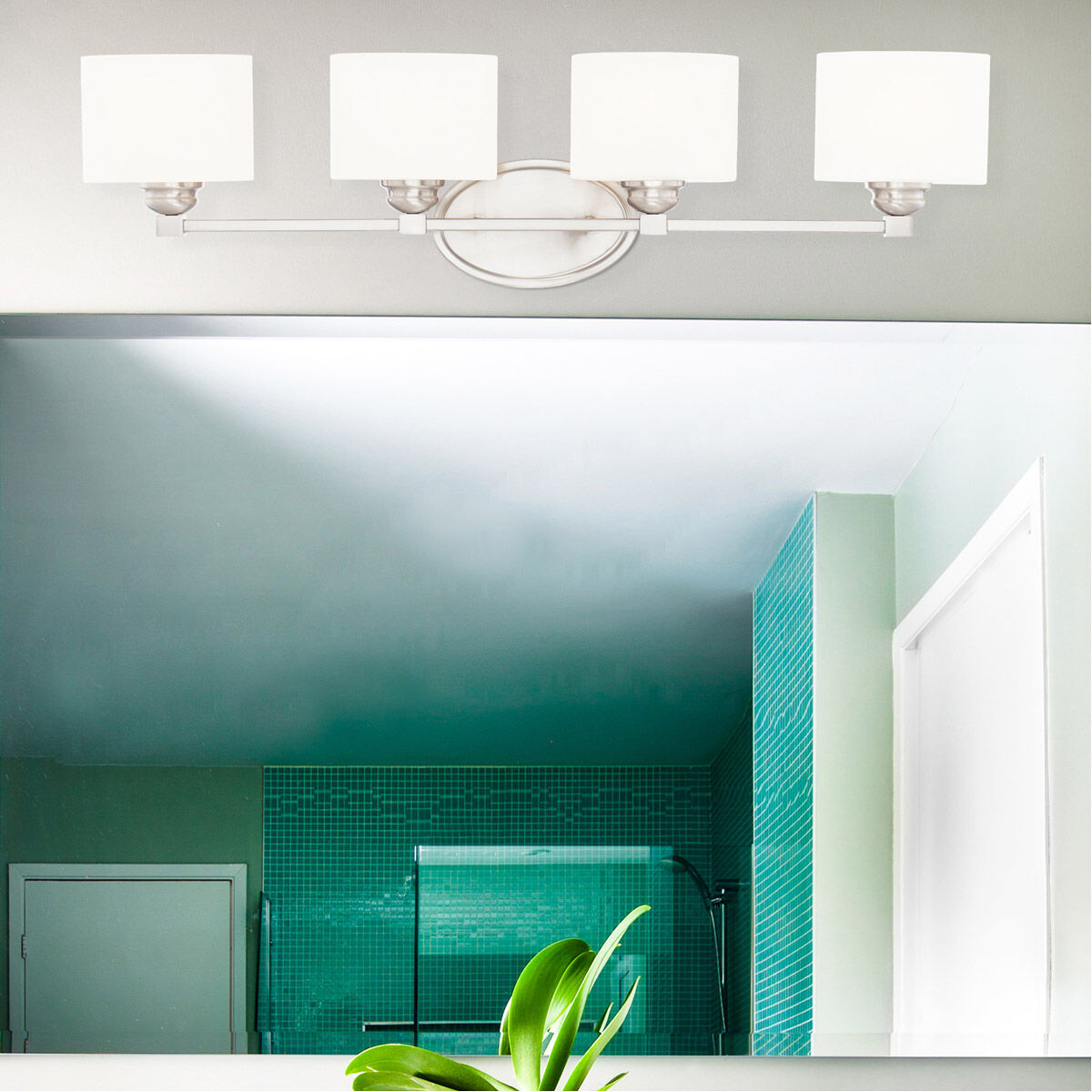 Kane 4 Light 33 inch Satin Nickel Bathroom Vanity Light Wall Light, Essentials