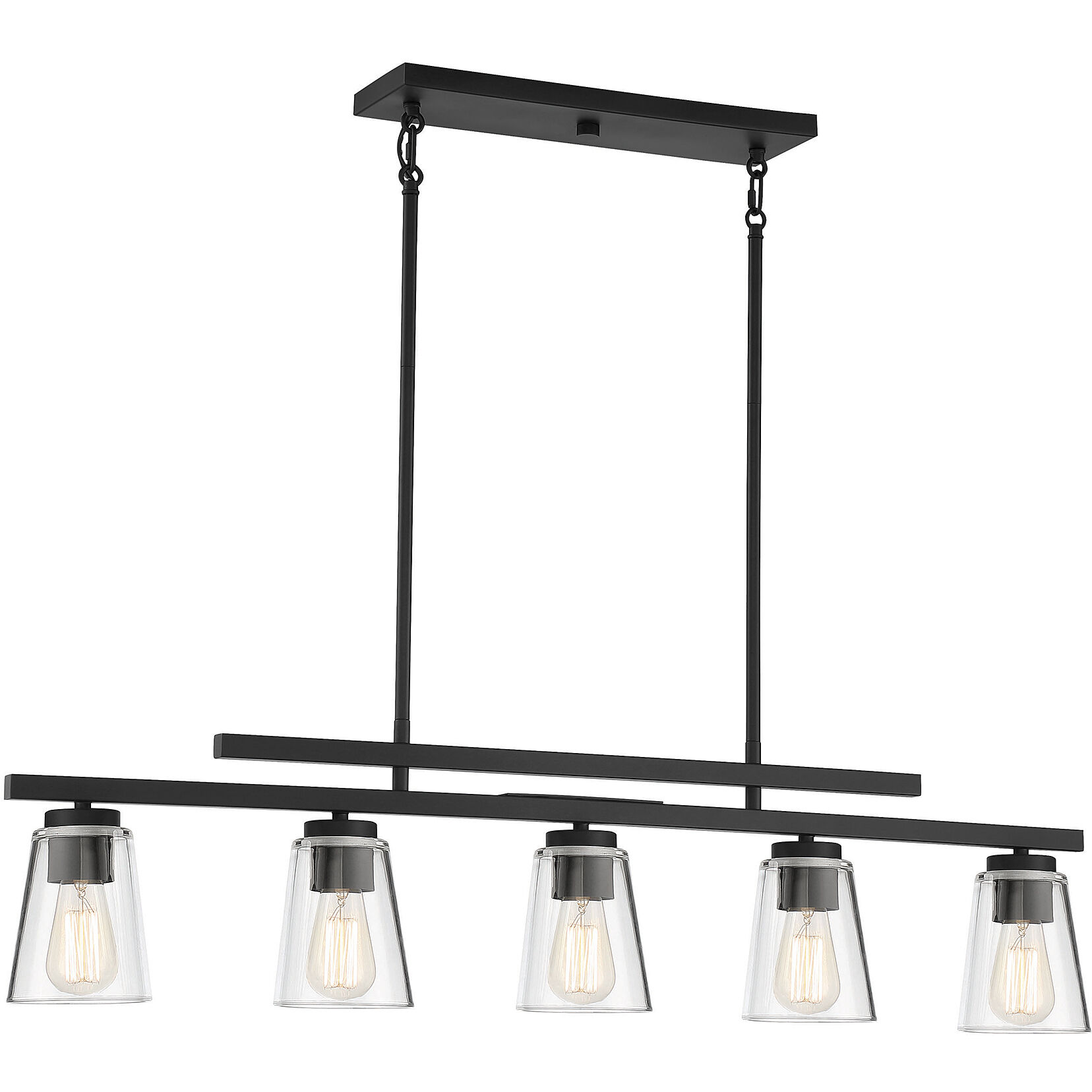 Calhoun 5 Light 40 inch Matte Black Linear Chandelier Ceiling Light, Essentials
