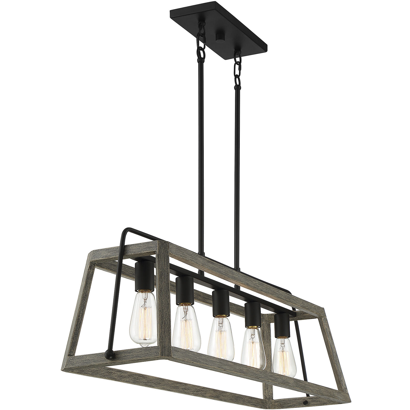 Hasting 5 Light 42 inch Noblewood with Iron Linear Chandelier Ceiling Light