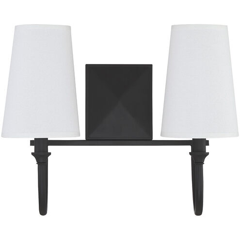 Cameron 2 Light 15 inch Matte Black Bathroom Vanity Light Wall Light, Essentials