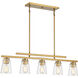 Calhoun 5 Light 40 inch Warm Brass Linear Chandelier Ceiling Light, Essentials