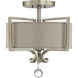 Rosendal 2 Light 16 inch Silver Sparkle Semi-Flush Ceiling Light