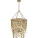 Bremen 4 Light 22 inch Burnished Brass with Natural Rattan Pendant Ceiling Light