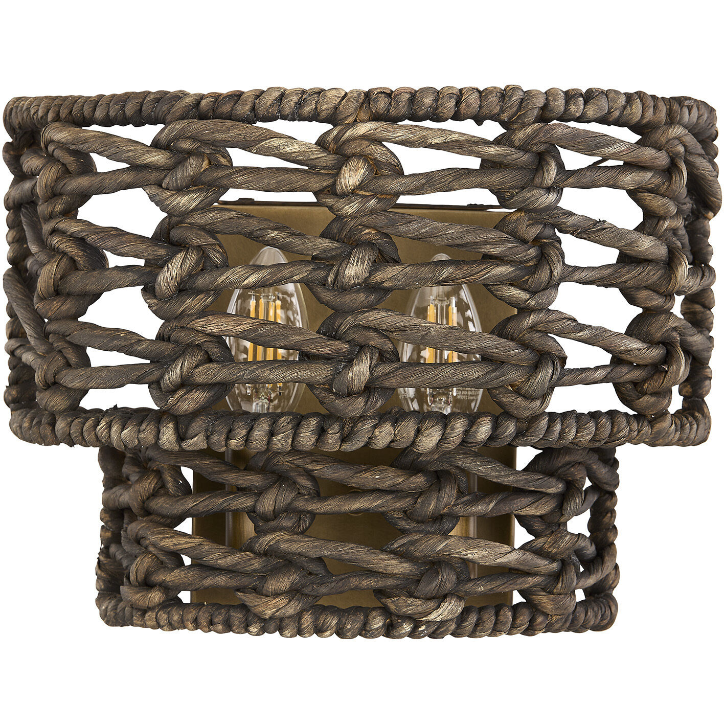 Silencio 2 Light 11 inch Riviera Brass Wall Sconce Wall Light