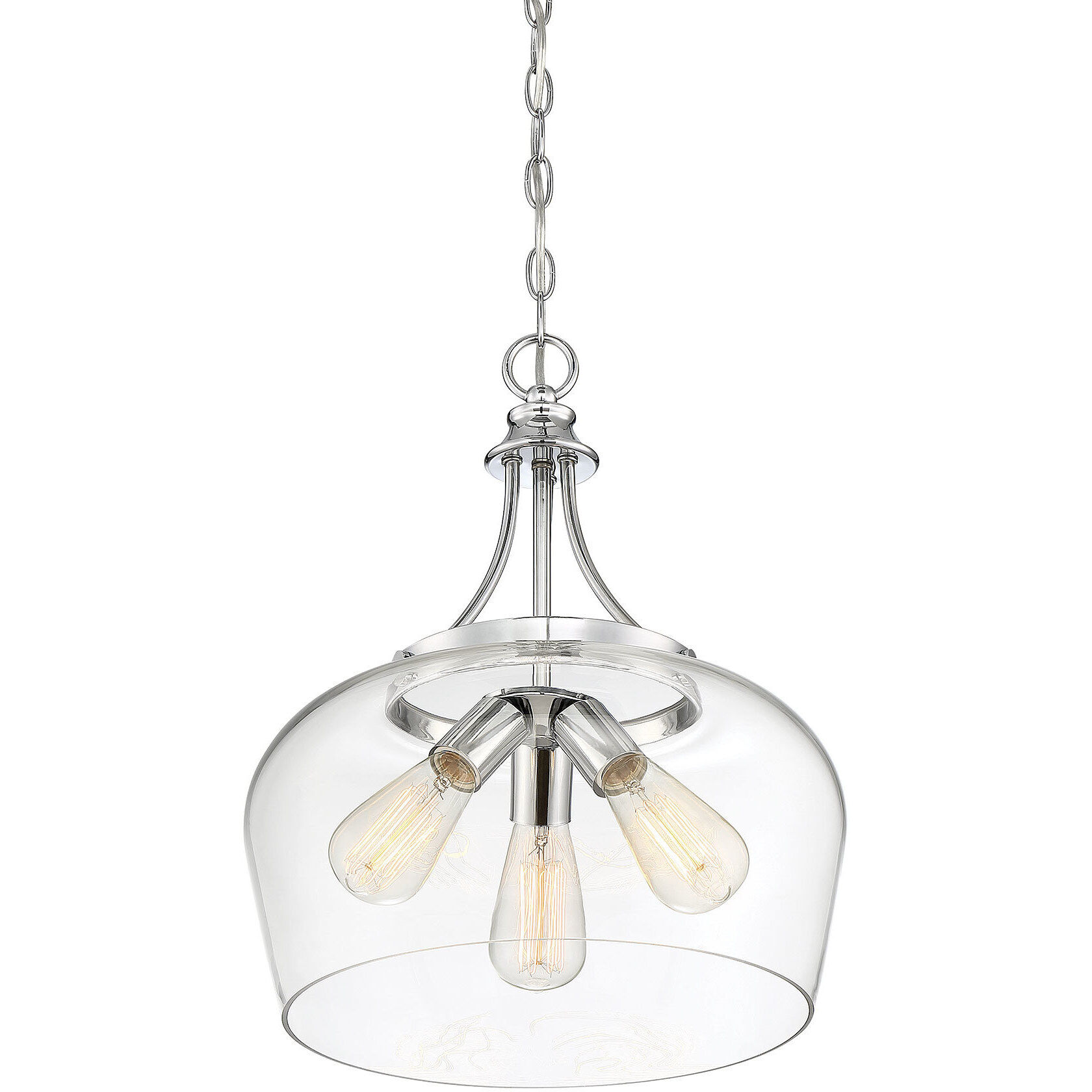 Octave 3 Light 15 inch Polished Chrome Pendant Ceiling Light, Essentials