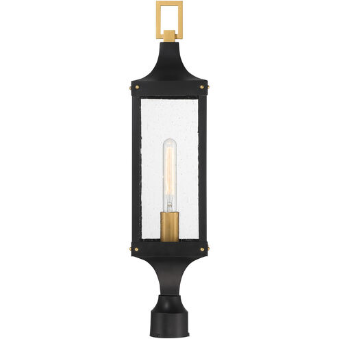Glendale 1 Light 28 inch Matte Black with Burnished Brass Accents Outdoor Post Lantern