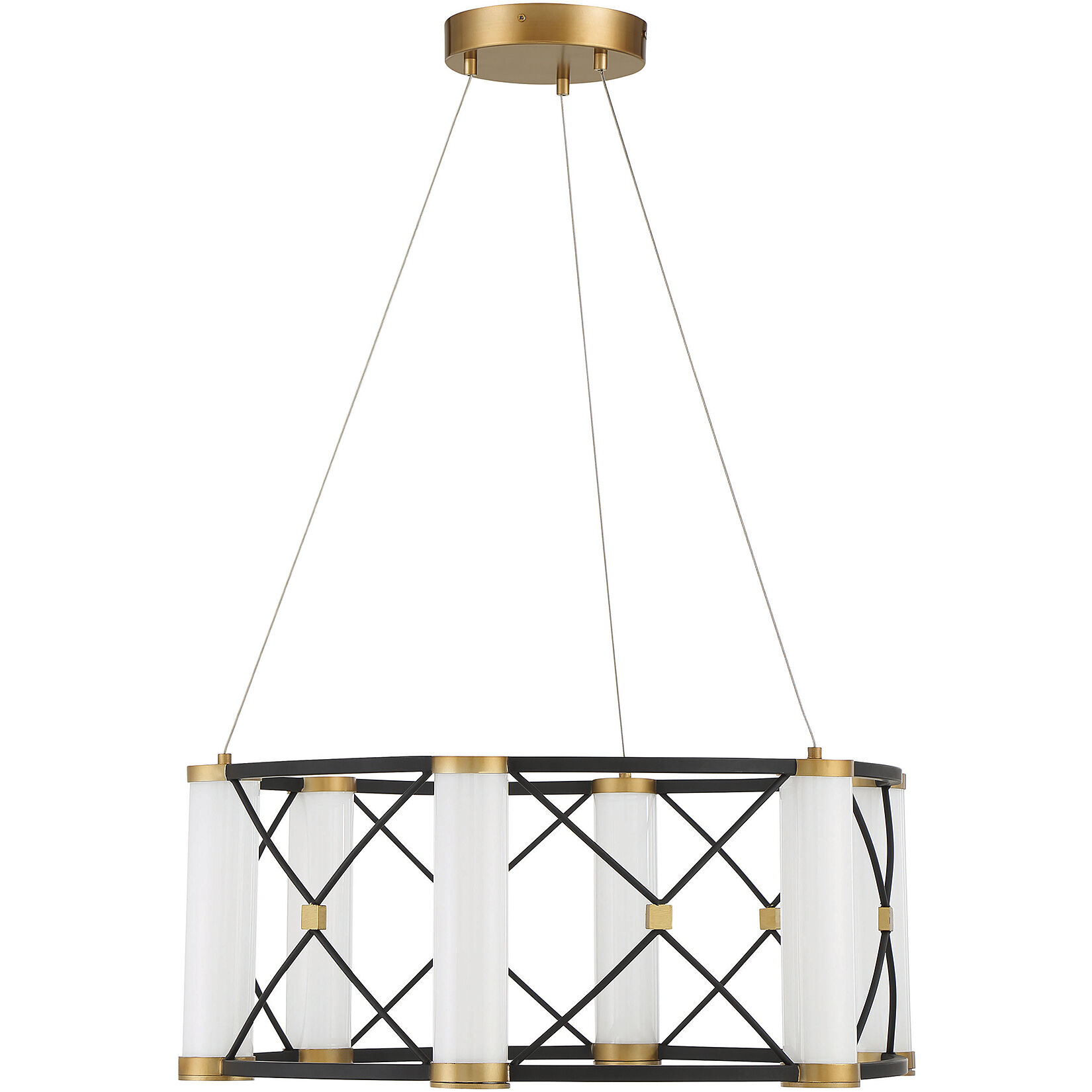 Aries LED 26 inch Matte Black with Burnished Brass Accents Pendant Ceiling Light