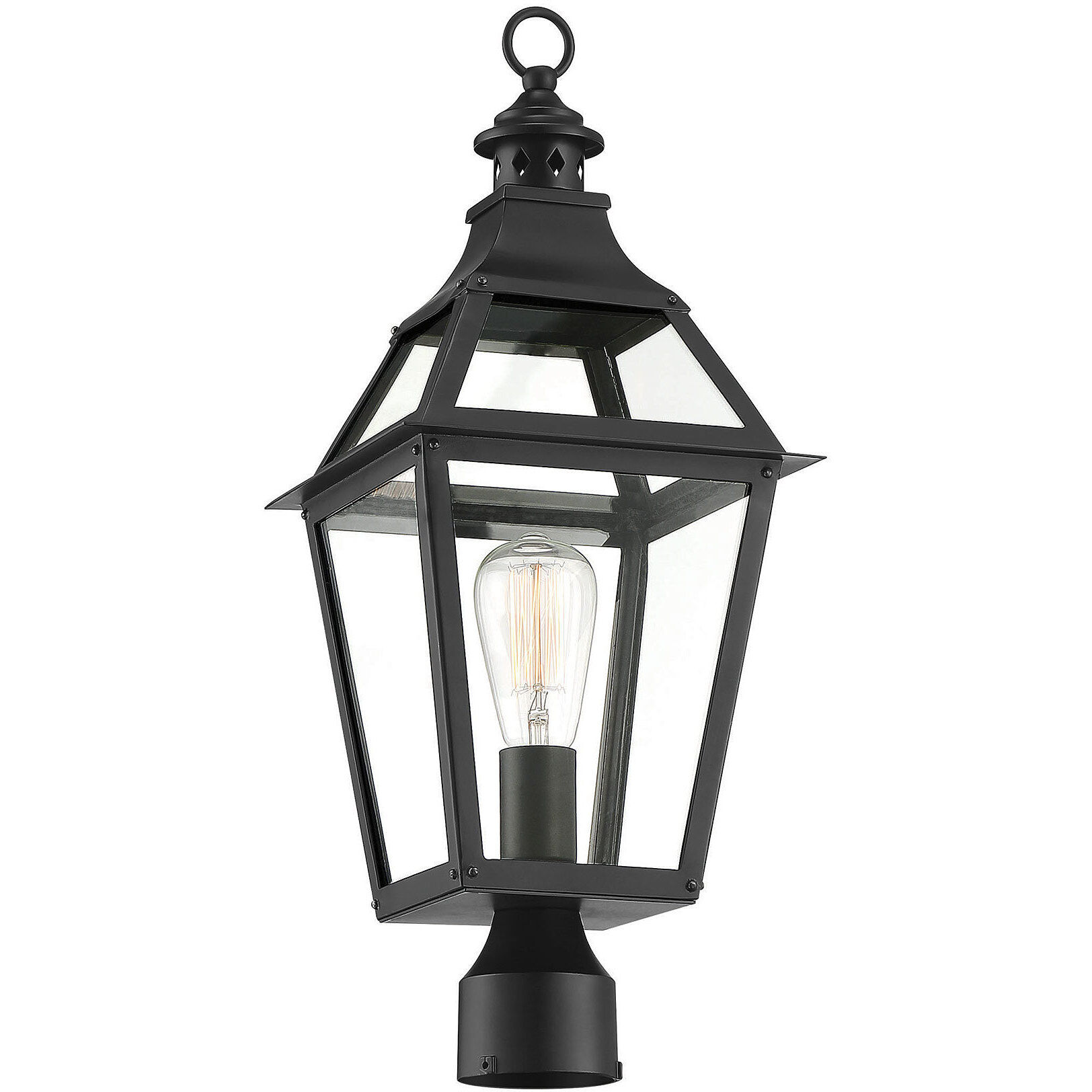 Jackson 1 Light 22.75 inch Black with Gold Highlights Outdoor Post Lantern
