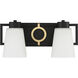 Russo 2 Light 15.5 inch Matte Black with Warm Brass Accents Bathroom Vanity Light Wall Light, Lighting One