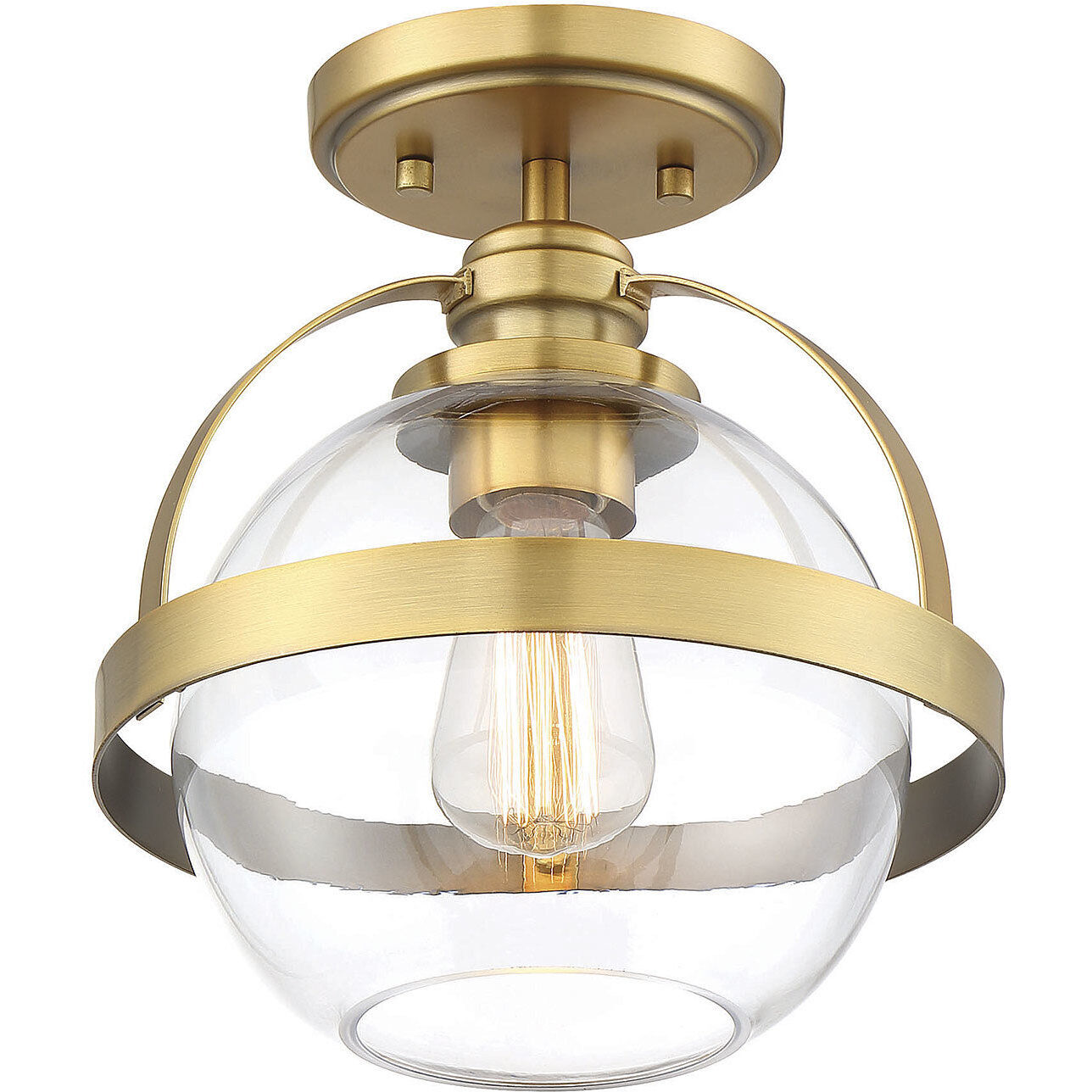 Pendleton 1 Light 9.38 inch Warm Brass Semi-Flush Ceiling Light, Essentials