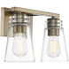 Brannon 2 Light 14.25 inch Noble Brass Bathroom Vanity Light Wall Light