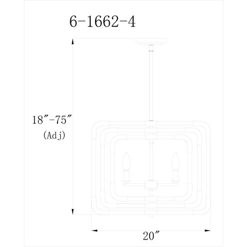 Rotterdam 4 Light 20 inch Warm Brass Convertible Semi-Flush or Pendant Ceiling Light, Essentials