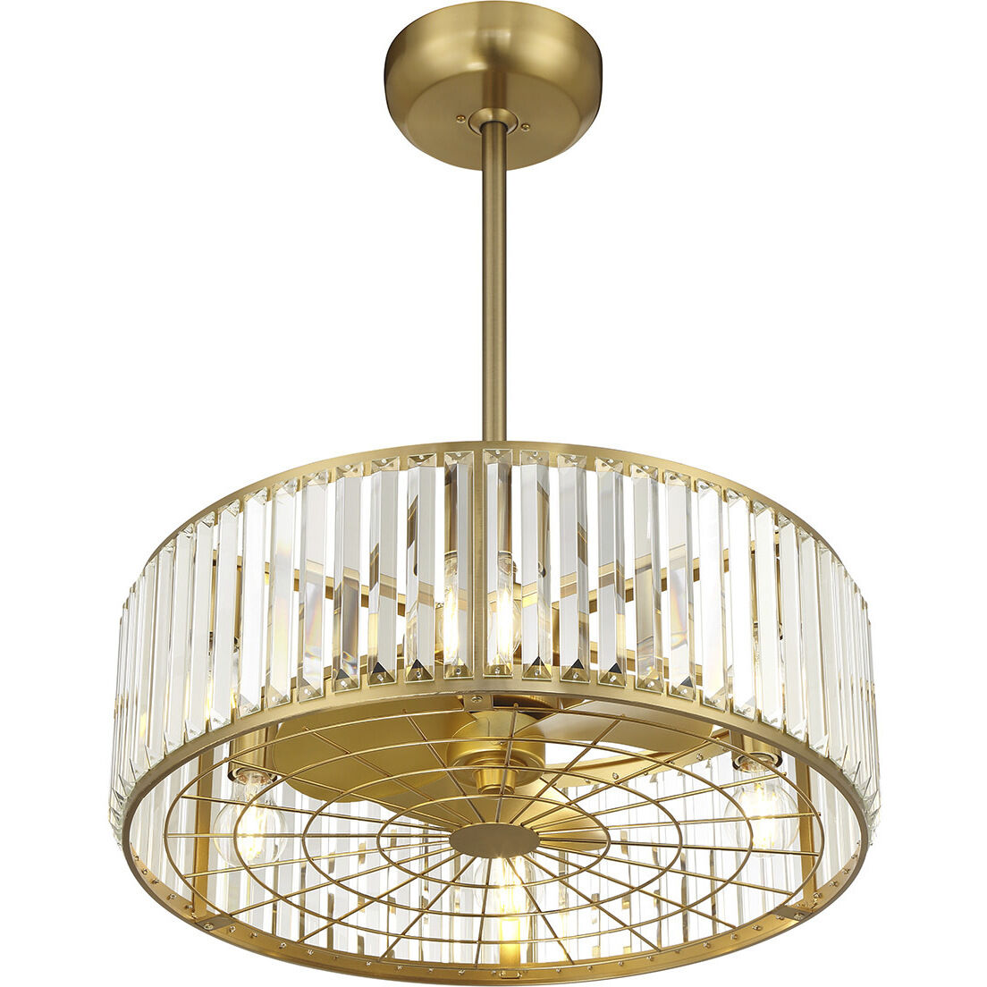 Janus 12 inch Warm Brass with Gold Blades Fan D'Lier