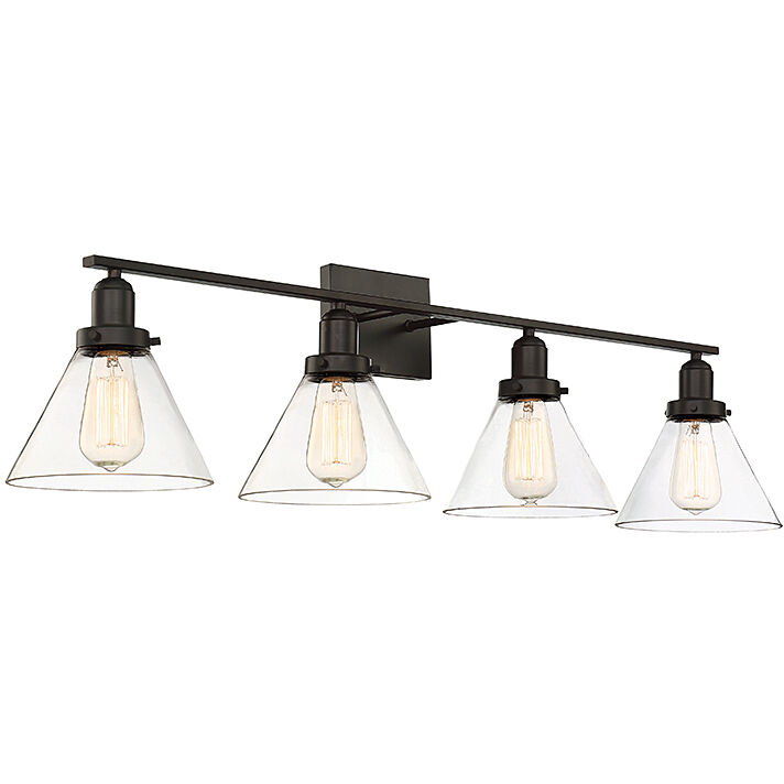 Drake 4 Light 38 inch English Bronze Bathroom Vanity Light Wall Light, Essentials