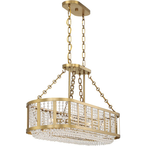 Mancini 6 Light 40 inch Warm Brass Linear Chandelier Ceiling Light