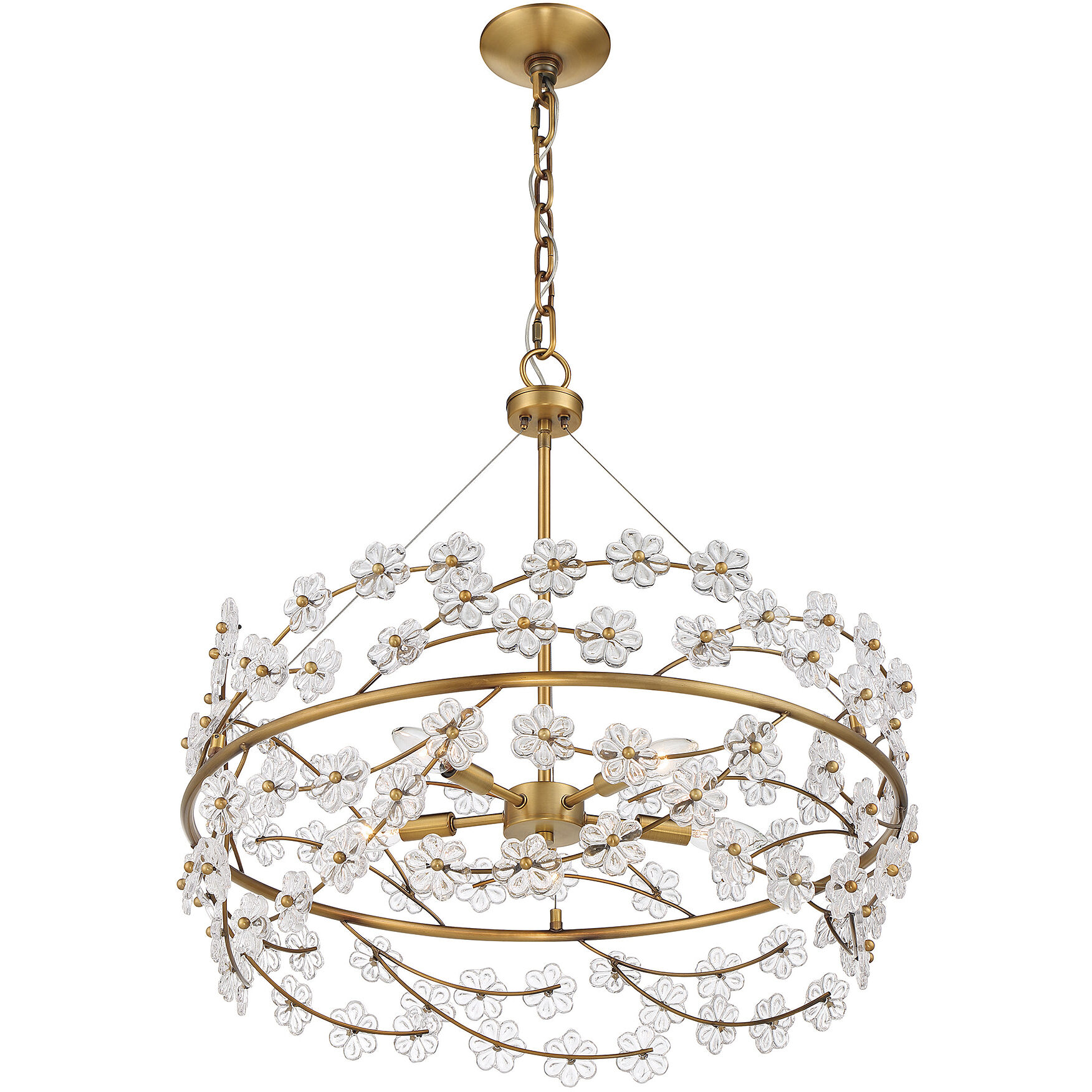Camille 5 Light 24 inch Warm Brass Chandelier Ceiling Light