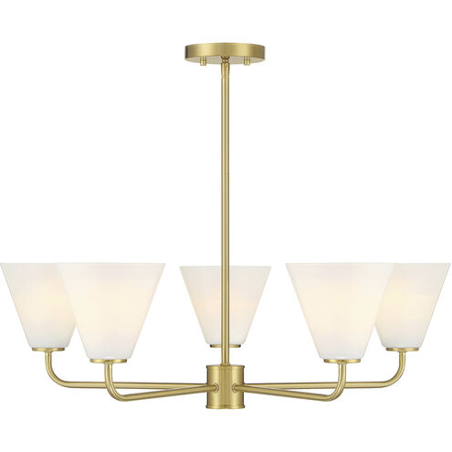 Blair 5 Light 30 inch Warm Brass Chandelier Ceiling Light