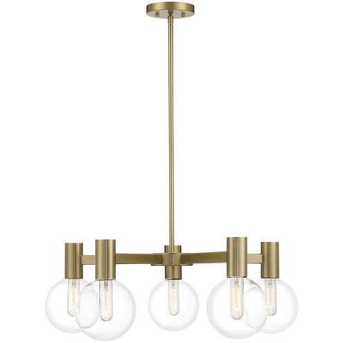 Wright 5 Light 28 inch Warm Brass Chandelier Ceiling Light