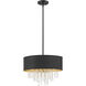 Sparkler 4 Light 18 inch Black with Gold Leaf Semi-Flush Ceiling Light, Convertible