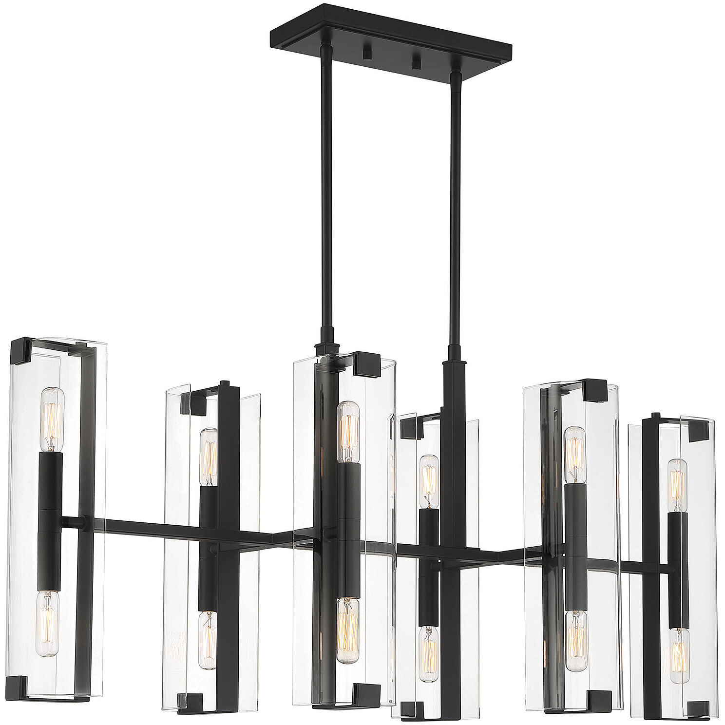 Winfield 12 Light 38 inch Matte Black Linear Chandelier Ceiling Light, Essentials