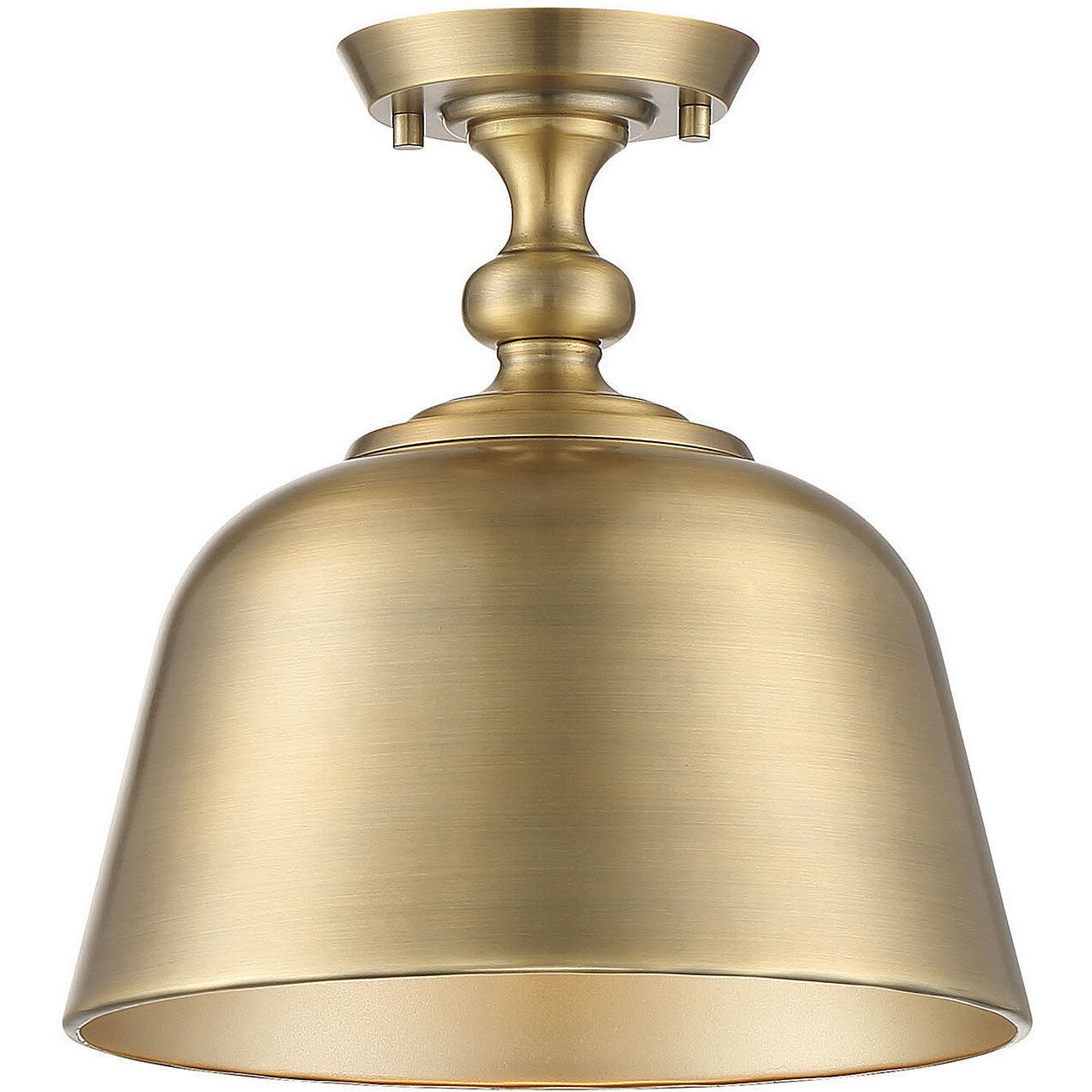 Berg 1 Light 12 inch Warm Brass Semi-Flush Ceiling Light, Essentials
