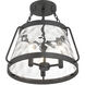 Crawford 3 Light 15 inch Matte Black Semi-Flush Ceiling Light