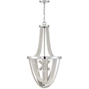 Contessa 6 Light 18 inch Polished Chrome Chandelier Ceiling Light, Wooden Beads