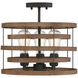 Blaine 3 Light 14 inch Natural Walnut with Black Accents Covertible SemiFlush Ceiling Light