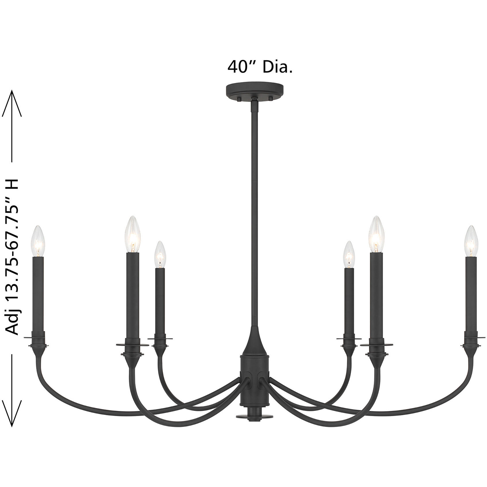 Coventry 6 Light 40 inch Matte Black Chandelier Ceiling Light, Essentials