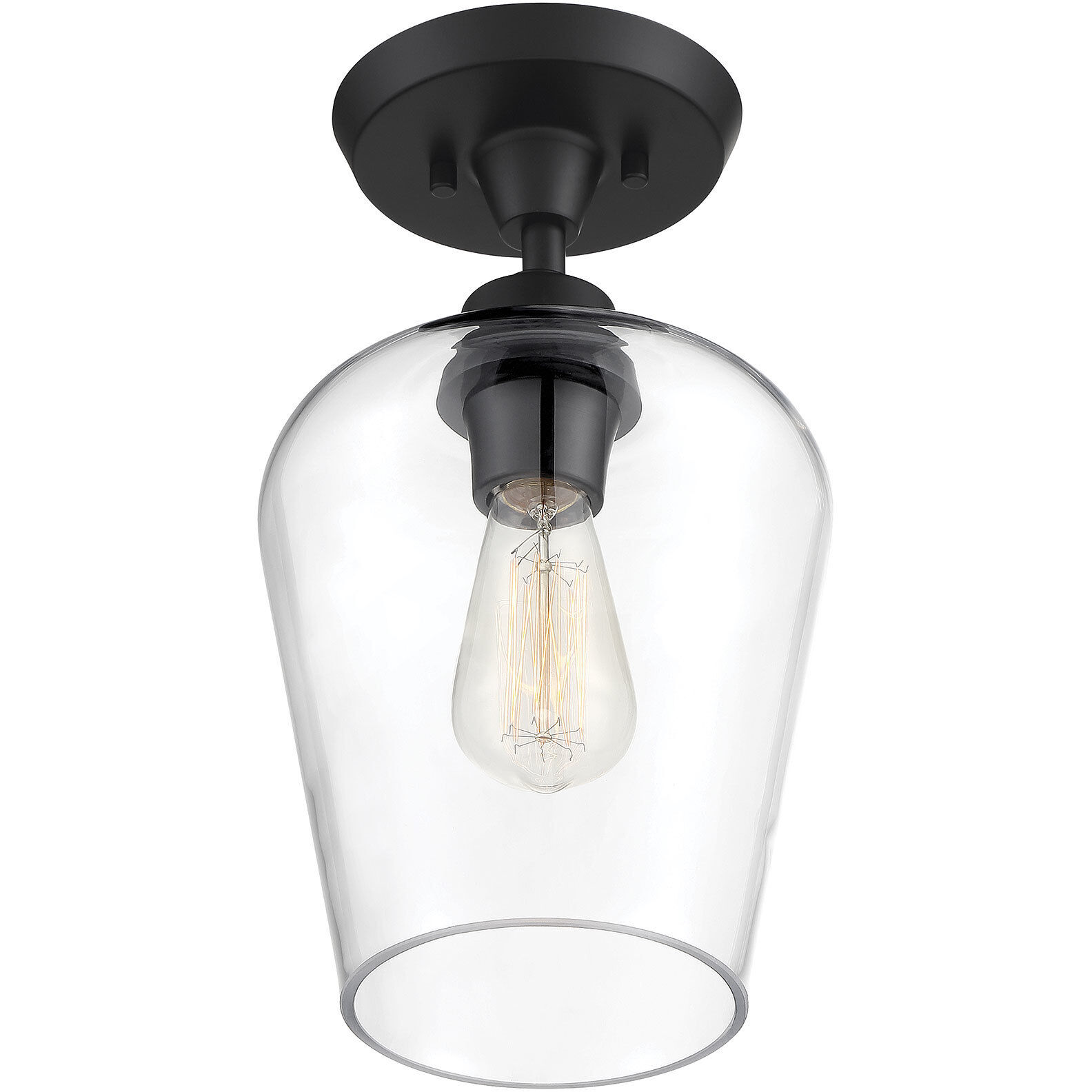 Octave 1 Light 8 inch Black Semi-Flush Ceiling Light, Essentials