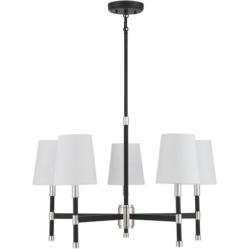 Brody 5 Light 28 inch Matte Black with Polished Nickel Accents Chandelier Ceiling Light, Essentials