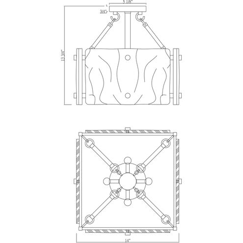 Glenwood 4 Light 14 inch English Bronze Semi-Flush Ceiling Light