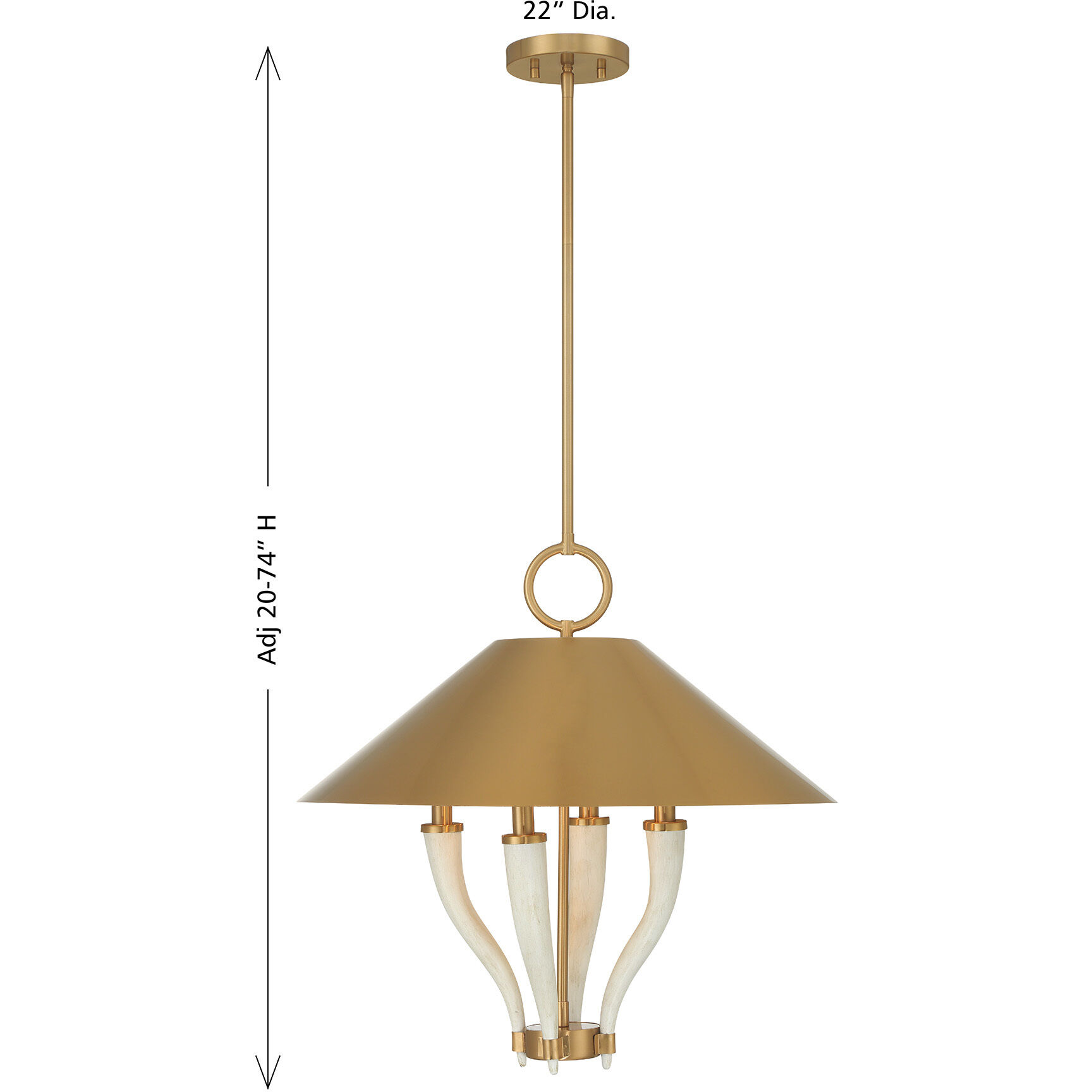 Hearne 4 Light 22 inch Warm Brass Pendant Ceiling Light