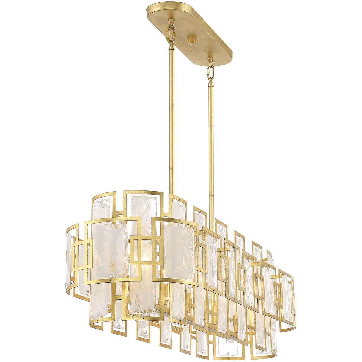 Portia 6 Light 42 inch Matte Black with True Gold Linear Chandelier Ceiling Light
