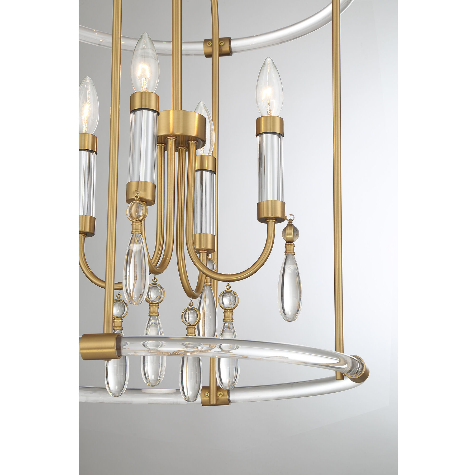 Mayfair 4 Light 18 inch Warm Brass with Chrome Accents Pendant Ceiling Light