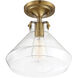 Walpole 1 Light 11 inch Warm Brass Semi-Flush Ceiling Light, Essentials