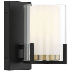 Eaton 1 Light 6 inch Black with Warm Brass Accents Wall Sconce Wall Light